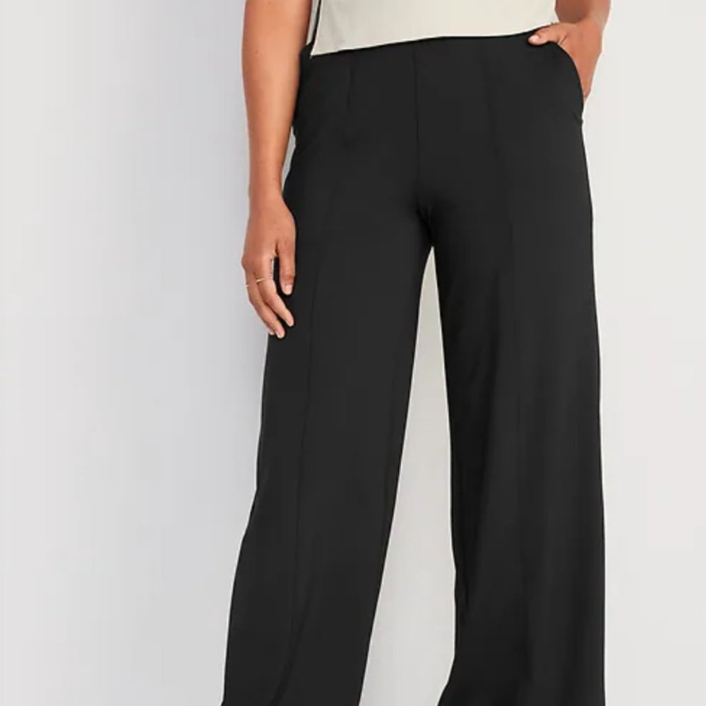 Black High-Waisted PowerSoft Wide-Leg Pants